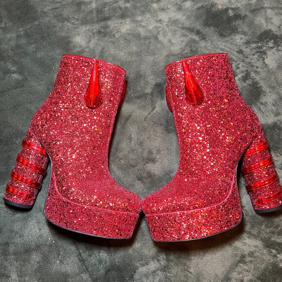 Red Glitter Devil Platform Heels - Picture 1 of 6